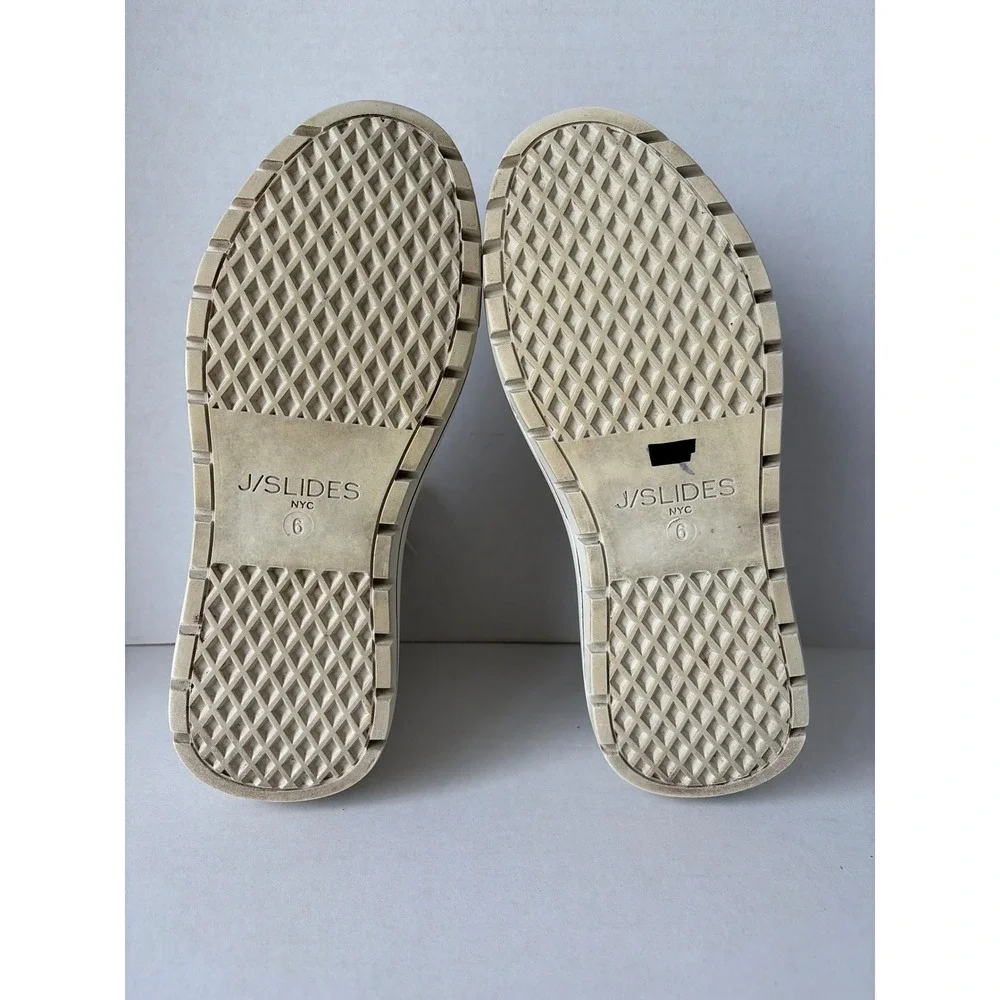 J/Slides NYC Women Off White Leather High Top Platform Sneakers Size 6 Lug Sole
